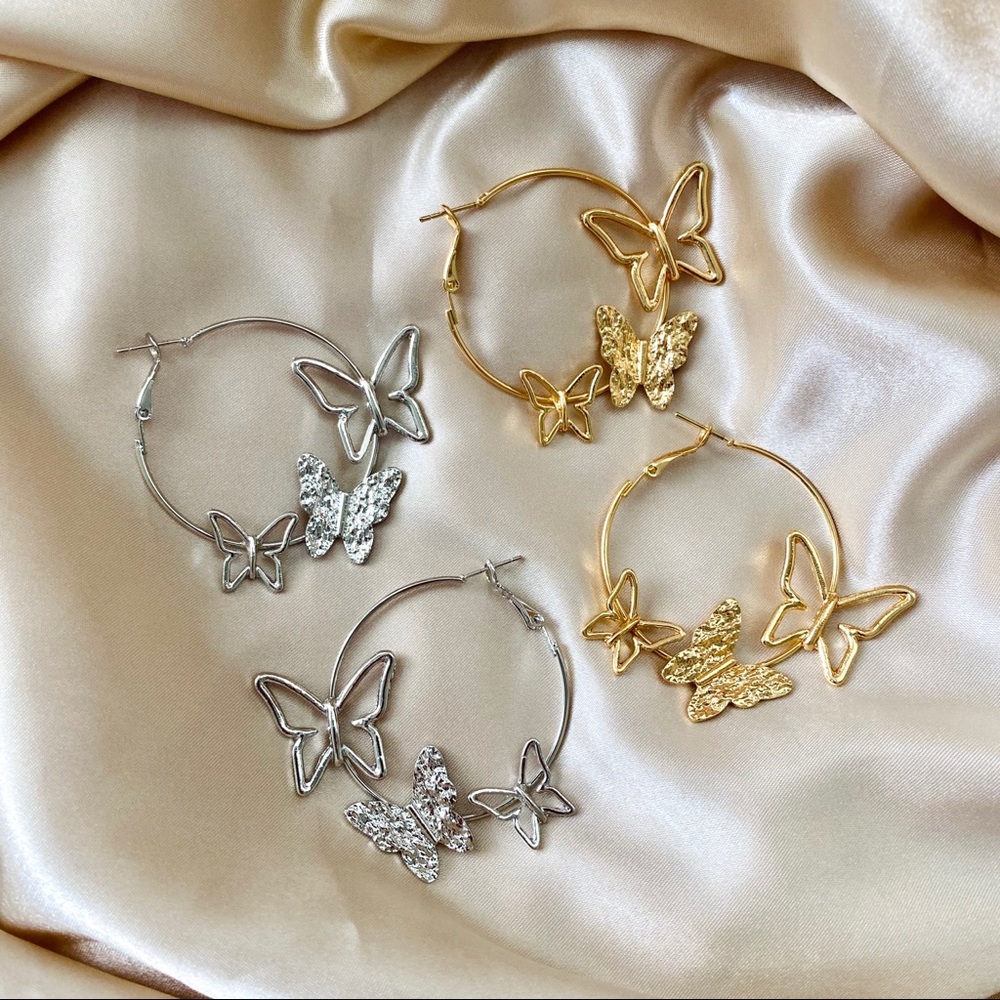 Butterfly Dream Hoop Earrings Hoops - Picture 3 of 8